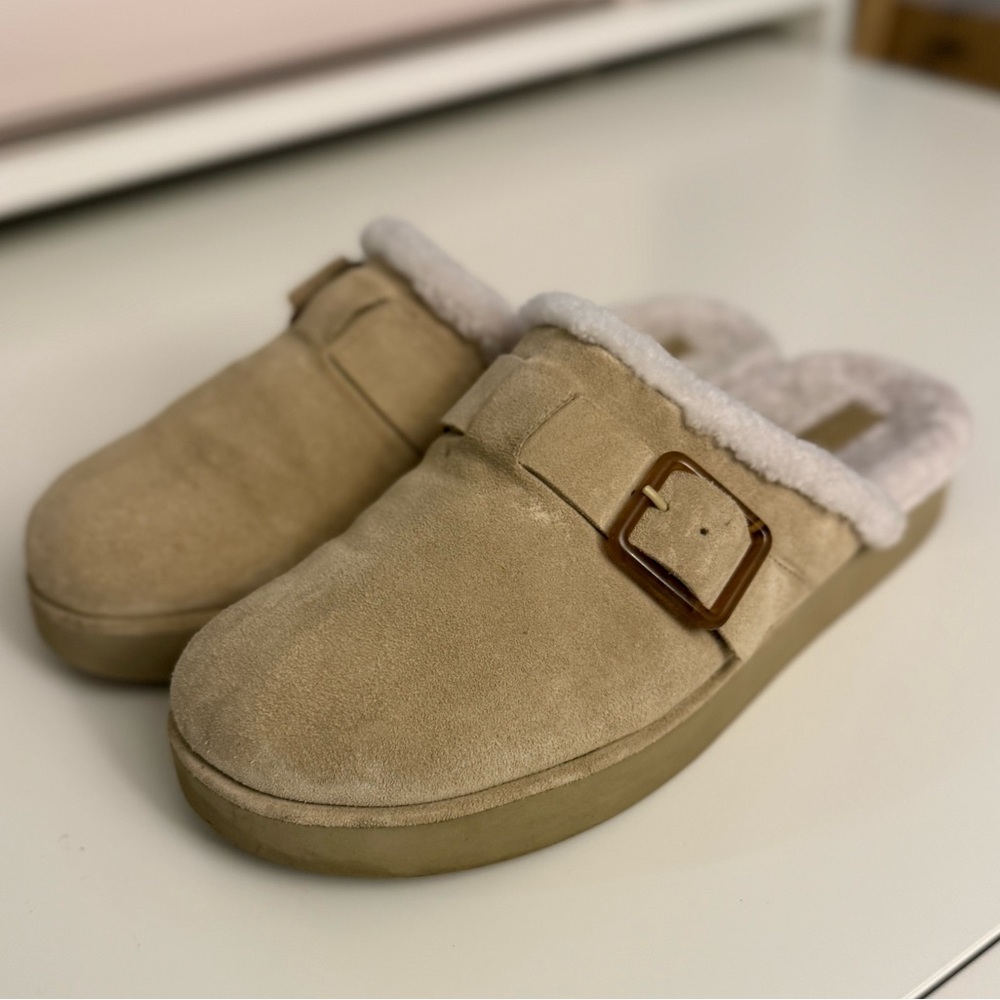 Vince Women's Griff Comfort Shearling Lamb Suede Mule Clog Slipper Size 9.5